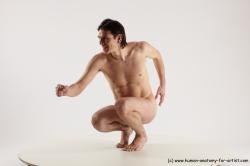 Nude Man White Standing poses - ALL Slim Short Brown Standing poses - knee-bend Multi angles poses Realistic